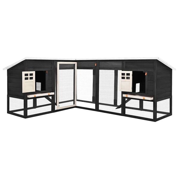 vidaXL Coelheira exterior c/ parque mad. abeto maciça cinza e branco