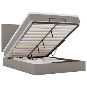 vidaXL Estrutura de cama otomana com colch&atilde;o tecido cinzento 140x190cm