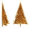 vidaXL Meia &aacute;rvore de Natal artificial com suporte 240 cm PET dourado