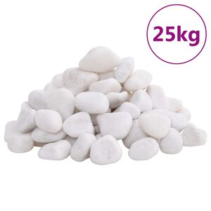 vidaXL Seixos polidos 25 kg 2-5 cm branco