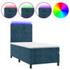 vidaXL Cama box spring c/ colch&atilde;o/LED 80x200 cm veludo azul-escuro