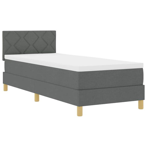 vidaXL Cama Box com colch&atilde;o Cinza Escuro 80 x 200 cm tecido