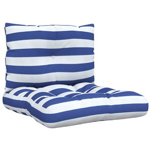 vidaXL Almofad&otilde;es p/ paletes 2 pcs tecido oxford riscas azul/branco