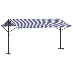 vidaXL Toldo de p&eacute; 500x300 cm tecido e a&ccedil;o azul e branco