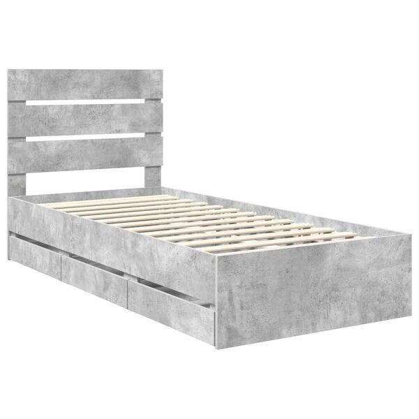 vidaXL Estrutura da Cama Cinzento 75 x 190 cm Madeira de Engenharia