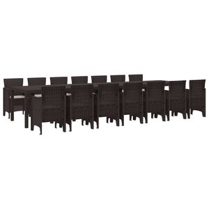 vidaXL Conjunto de Jantar para Jardim com Almofadas 15 unid. Castanho