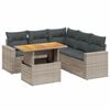 vidaXL 6 pcs conjunto sof&aacute;s de jardim com almofad&otilde;es vime cinzento