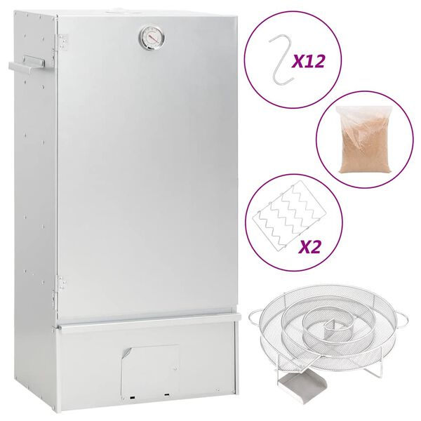 vidaXL Defumador p/ churrasqueira c/ gerador fumo frio aço galvanizado