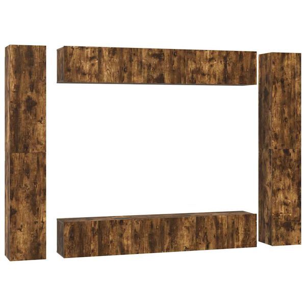 vidaXL Conjunto m&oacute;veis de TV 10 pcs madeira processada carvalho fumado