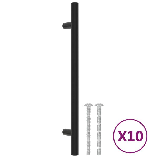 vidaXL Puxadores para móveis 10 pcs 160 mm aço inoxidável preto