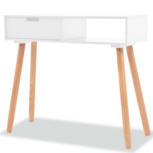vidaXL Mesa consola de pinho maci&ccedil;o 80x30x72 cm branco