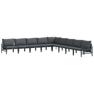 vidaXL Conjunto de Sof&aacute; de Jardim 9 unid. Preto A&ccedil;o