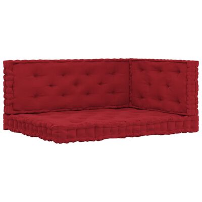 vidaXL Almofadões p/ sofá de paletes 3 pcs algodão bordô