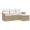 vidaXL Conjunto de Sof&aacute; de Jardim 4 unid. Bege vime PE