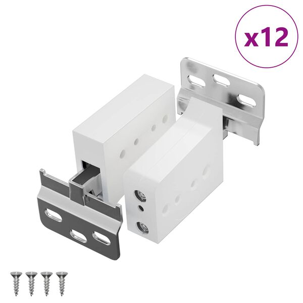 vidaXL Suporte de Arm&aacute;rio Suspenso 12 pcs Branco 70 x 48 x 19 mm