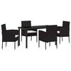 vidaXL Conjunto de Jantar para Jardim 5 unid. Preto vime PE
