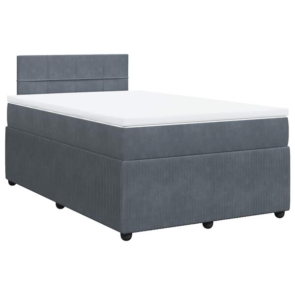 vidaXL Cama boxspring com colch&atilde;o 120x200 cm veludo cinzento-escuro
