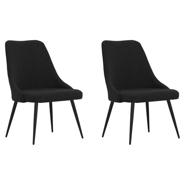 vidaXL Cadeiras de jantar 2 pcs tecido preto