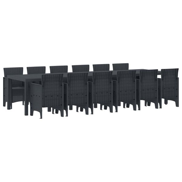 vidaXL Conjunto de Jantar para Jardim 13 pcs Antracite Rattan Polt