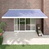 vidaXL Toldo retr&aacute;til 4,5x3 m tecido e alum&iacute;nio azul e branco