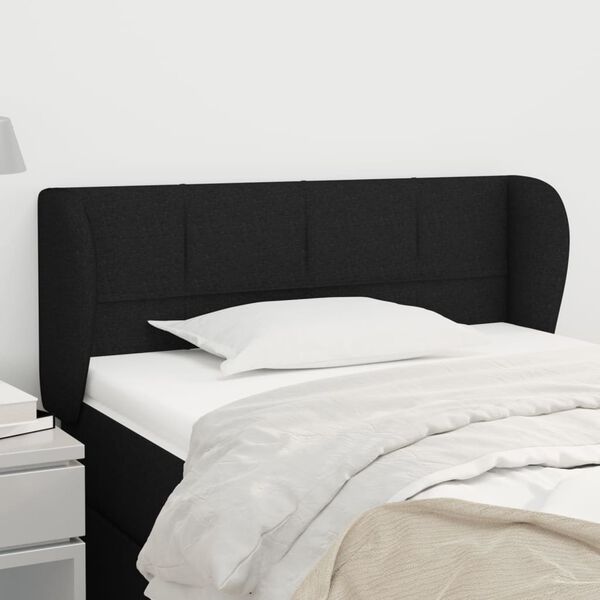 vidaXL Cabeceira de cama c/ abas tecido 103x23x78/88 cm preto
