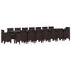 vidaXL Conjunto de Jantar para Jardim com Almofadas 17 pcs Castanho PP