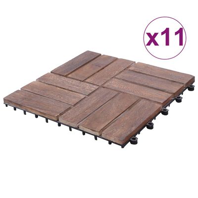 vidaXL Ladrilhos de terraço 11 pcs 30x30 cm madeira recuperada maciça