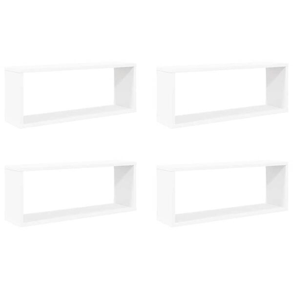 vidaXL Prateleiras parede forma de cubo 4 pcs derivados madeira branco