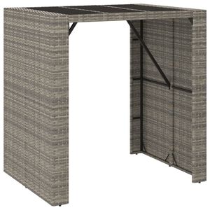 vidaXL Mesa de bar com tampo de vidro 105x80x110 cm vime PE cinzento