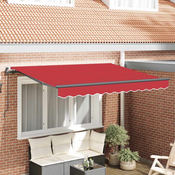 vidaXL Toldo Retr&aacute;til Manual Vermelho 350 x 200 cm tecido