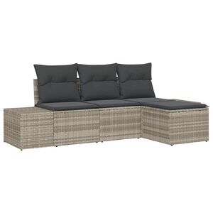 vidaXL Conjunto de Sof&aacute; de Jardim 4 pcs Cinzento-claro vime PE