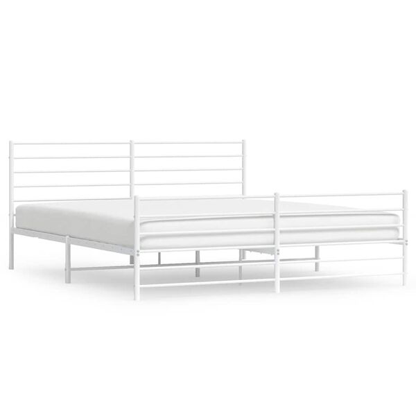 vidaXL Estrutura de cama com cabeceira e p&eacute;s 193x203 cm metal branco