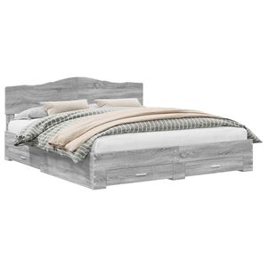 vidaXL Estrutura da Cama Cinza Sonoma 200 x 200 cm Madeira processada