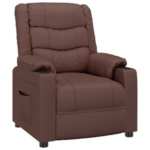 vidaXL Poltrona reclin&aacute;vel couro artificial castanho