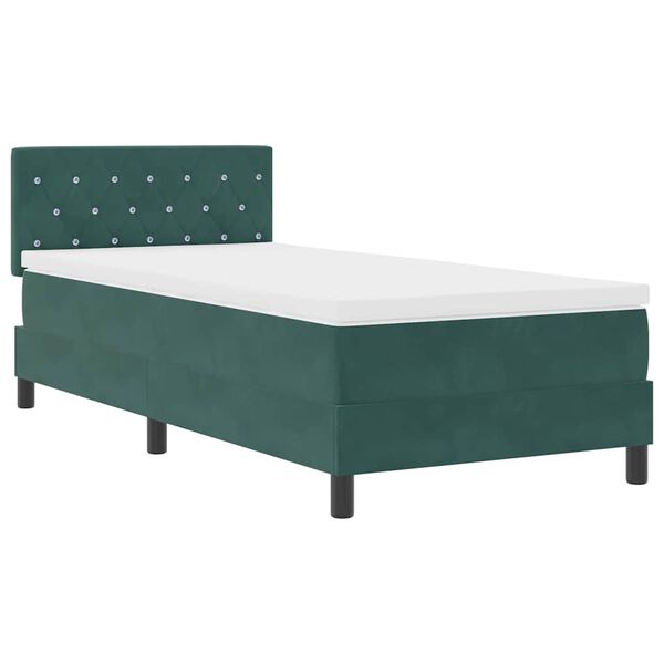 vidaXL Cama Box Spring LED com led Verde Escuro 100 x 200 cm Veludo