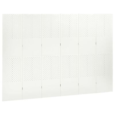 vidaXL Divisória/biombo com 6 painéis aço 240x180 cm branco
