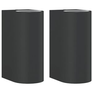 vidaXL Candeeiros de parede para exterior 2 pcs alum&iacute;nio fundido preto