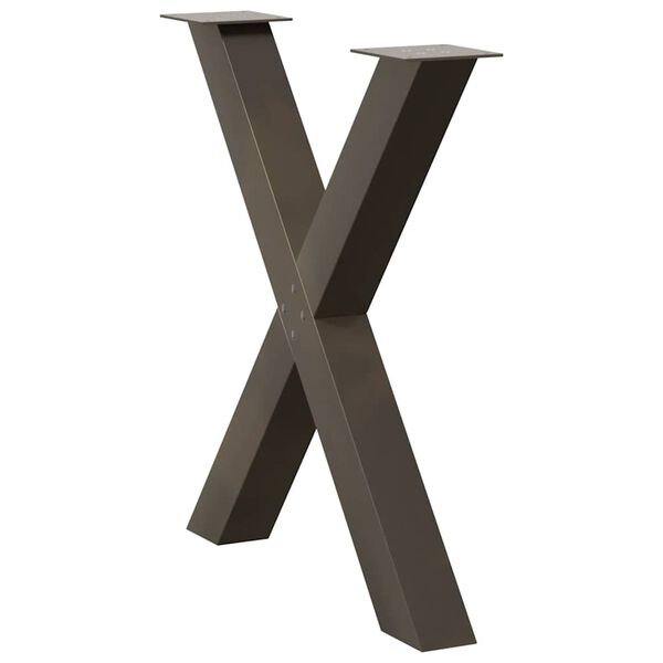 vidaXL P&eacute;s para mesa de jantar em formato de X, 3 pe&ccedil;as, a&ccedil;o natural, 80x(72-73) cm, a&ccedil;o