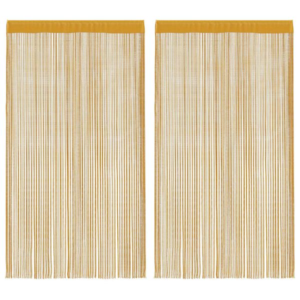 vidaXL Cortinas de fios 2 pcs 100x250 cm dourado