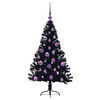 vidaXL &Aacute;rvore de Natal Artificial Pr&eacute;-iluminada Preto 120 cm PVC
