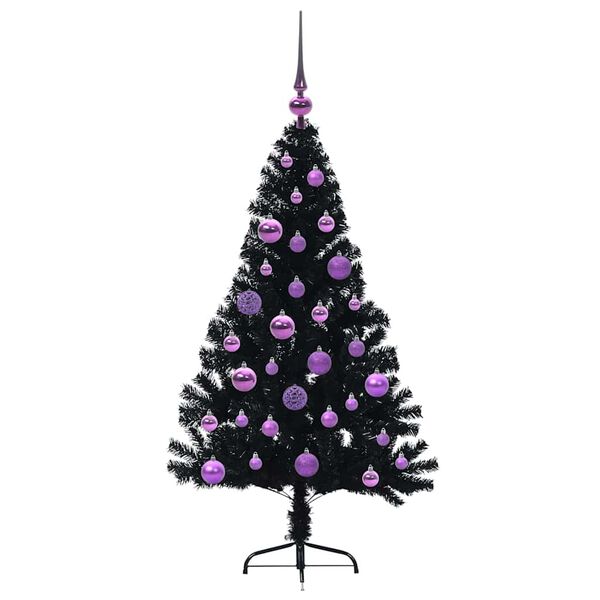 vidaXL &Aacute;rvore de Natal Artificial Pr&eacute;-iluminada Preto 120 cm PVC
