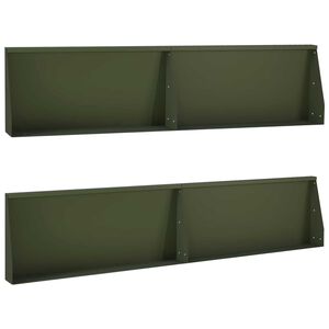 vidaXL Muro de Conten&ccedil;&atilde;o 4 unid. 100 x 12 x 30 cm A&ccedil;o Verde-Azeitona