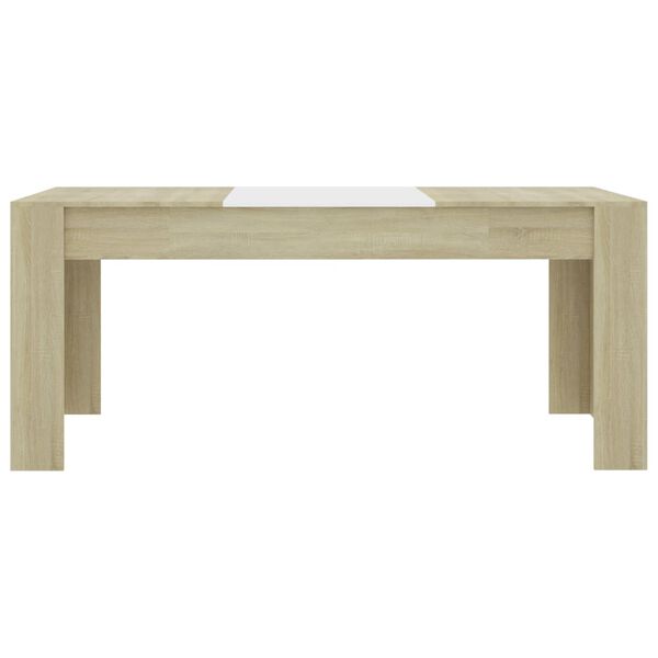 vidaXL Mesa de jantar 180x90x76 cm contrapl. branco e carvalho sonoma