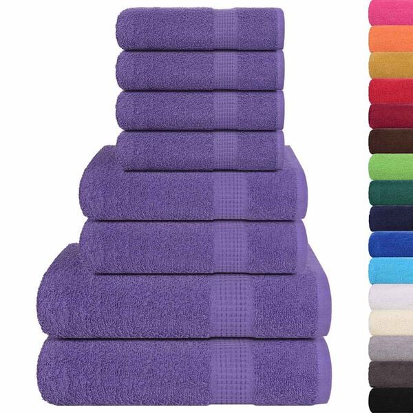 vidaXL 8pcs Conjunto de toalhas FROGN 100% algodão roxo