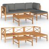 vidaXL 5 pcs conj. lounge de jardim + almofad&otilde;es cinzentos teca maci&ccedil;a