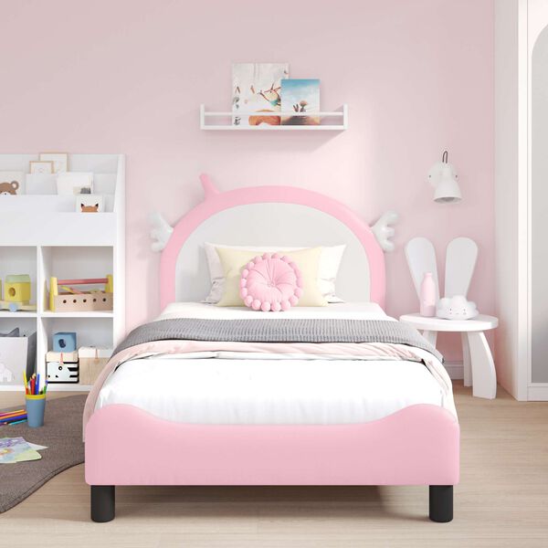 vidaXL Estrutura de Cama Infantil com Cabeceira Rosa 80 x 200 cm PU