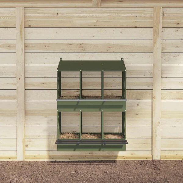 vidaXL Caixa de nidifica&ccedil;&atilde;o para galinhas com 6 compartimentos metal