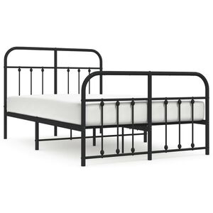 vidaXL Estrutura de cama com cabeceira e p&eacute;s 120x190 cm metal preto