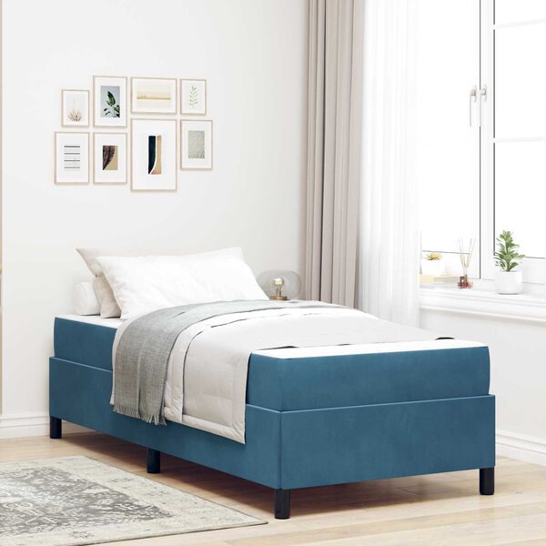 vidaXL Estrutura da Cama com colch&atilde;o Azul Escuro 80 x 200 cm tecido