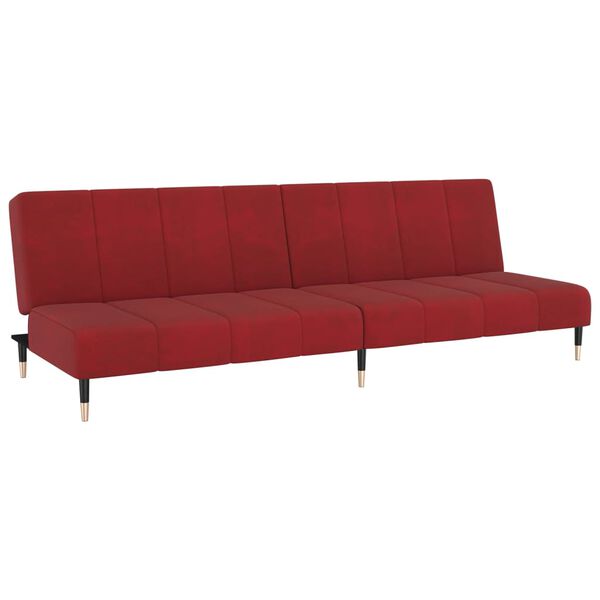 vidaXL Sof&aacute;-cama de 2 lugares veludo vermelho tinto